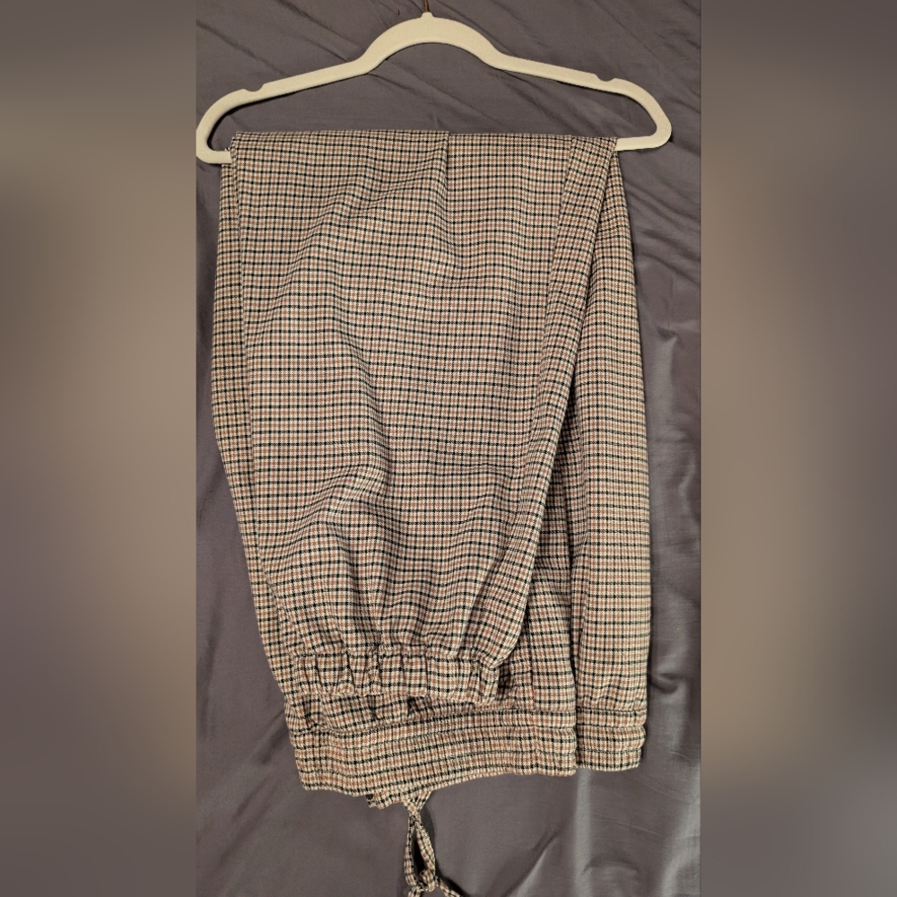 Collusion Plaid Houndstooth Elastic Waist Pants